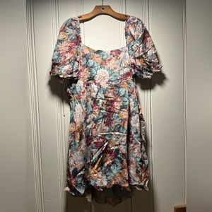 Bohme Multi Floral Puffed Sleeve Dress Size Large